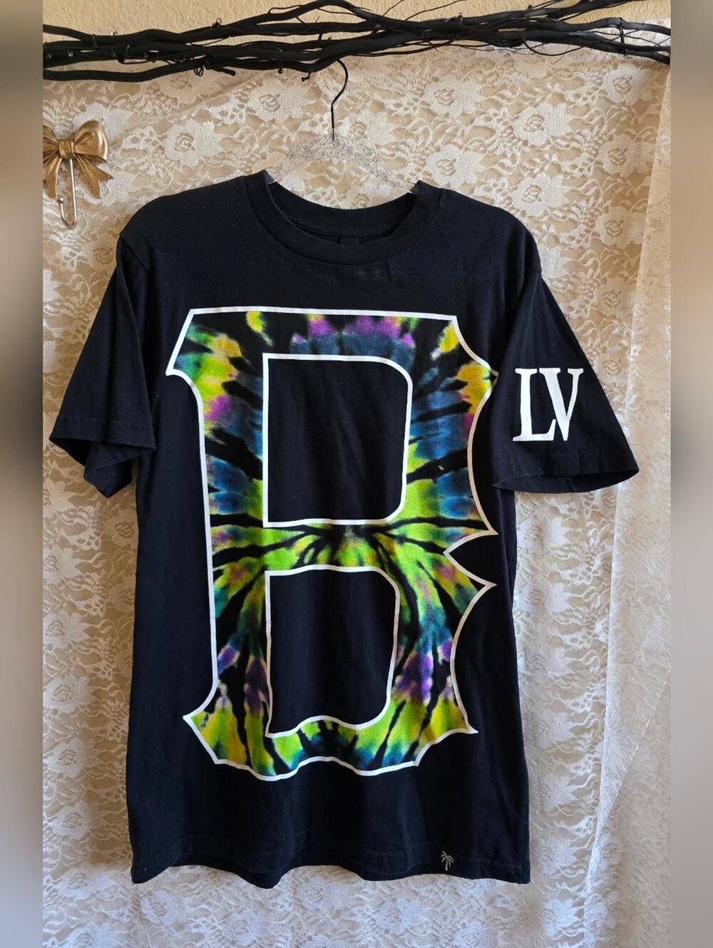 Black Blvd Supply B D LV T‑Shirt with Tie‑Dye Letter Graphic
